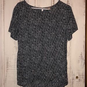 Silky oversized black and white blouse